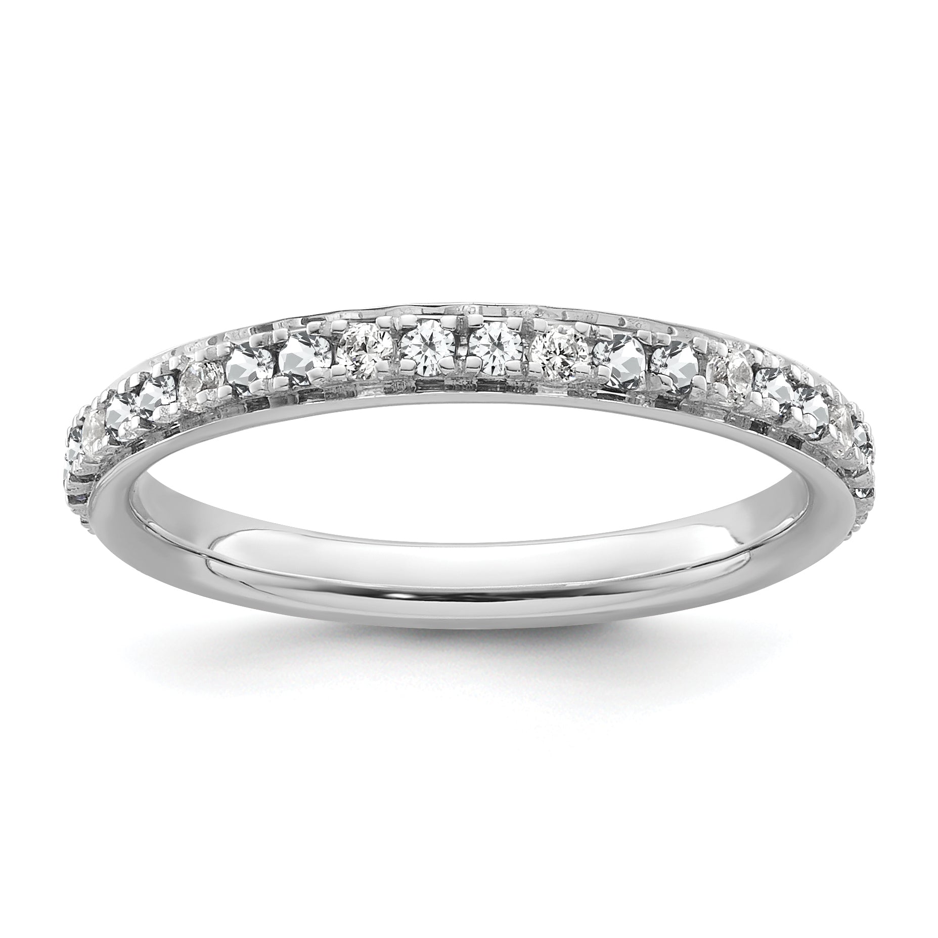 14k White Gold Stackable Expressions White Topaz and Dia. Ring - Sophia Jewelers