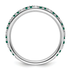 14k White Gold Stackable Expressions Created Emerald and Dia. Ring - Sophia Jewelers