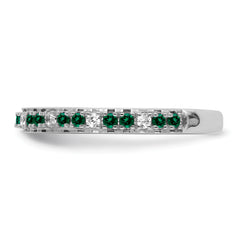 14k White Gold Stackable Expressions Created Emerald and Dia. Ring - Sophia Jewelers