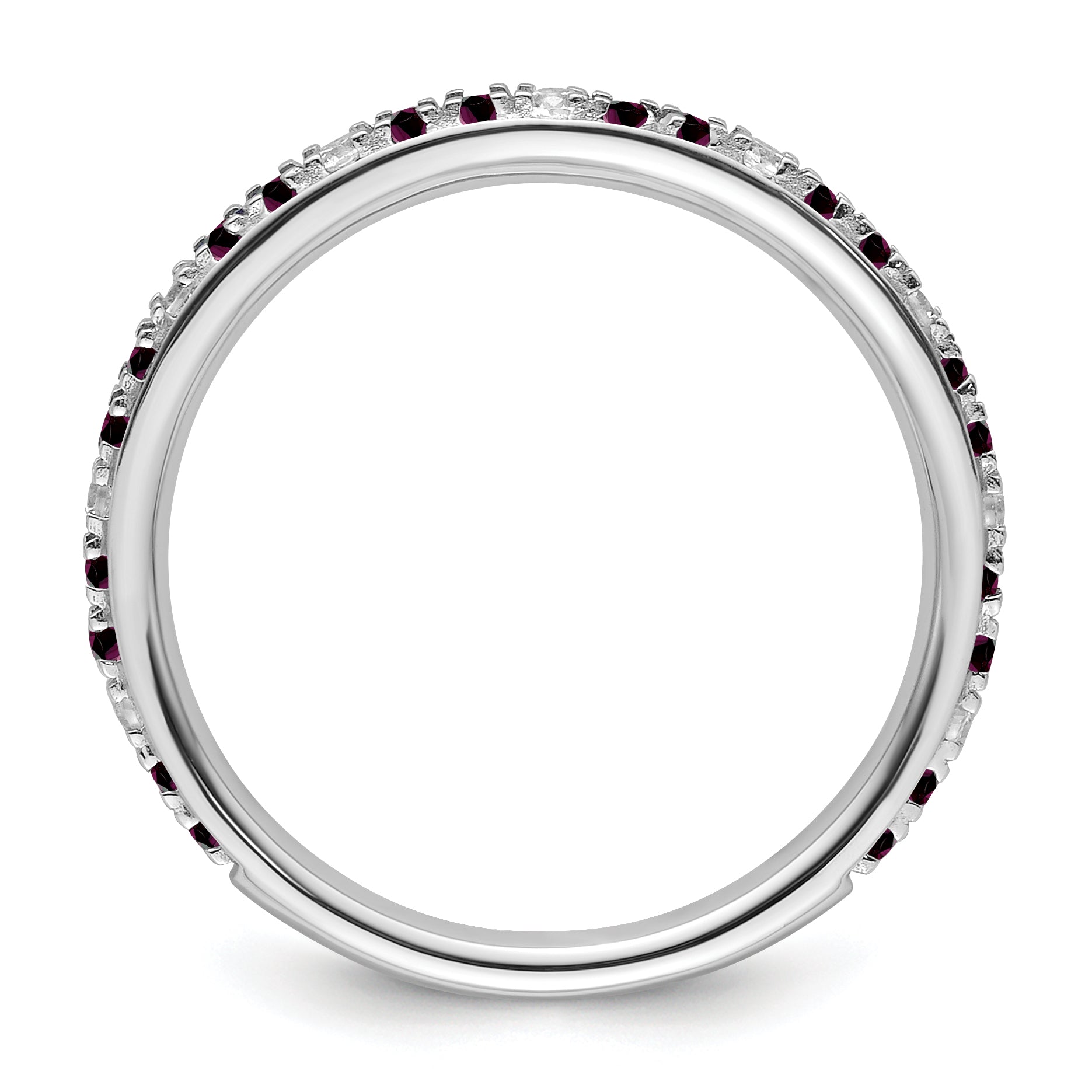 14k White Gold Stackable Expressions Rhodolite Garnet and Dia. Ring - Sophia Jewelers