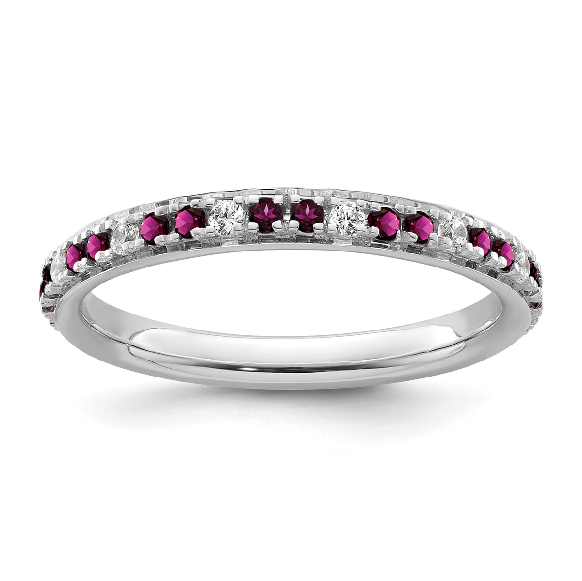 14k White Gold Stackable Expressions Rhodolite Garnet and Dia. Ring - Sophia Jewelers