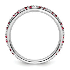 14k White Gold Stackable Expressions Created Ruby and Dia. Ring - Sophia Jewelers