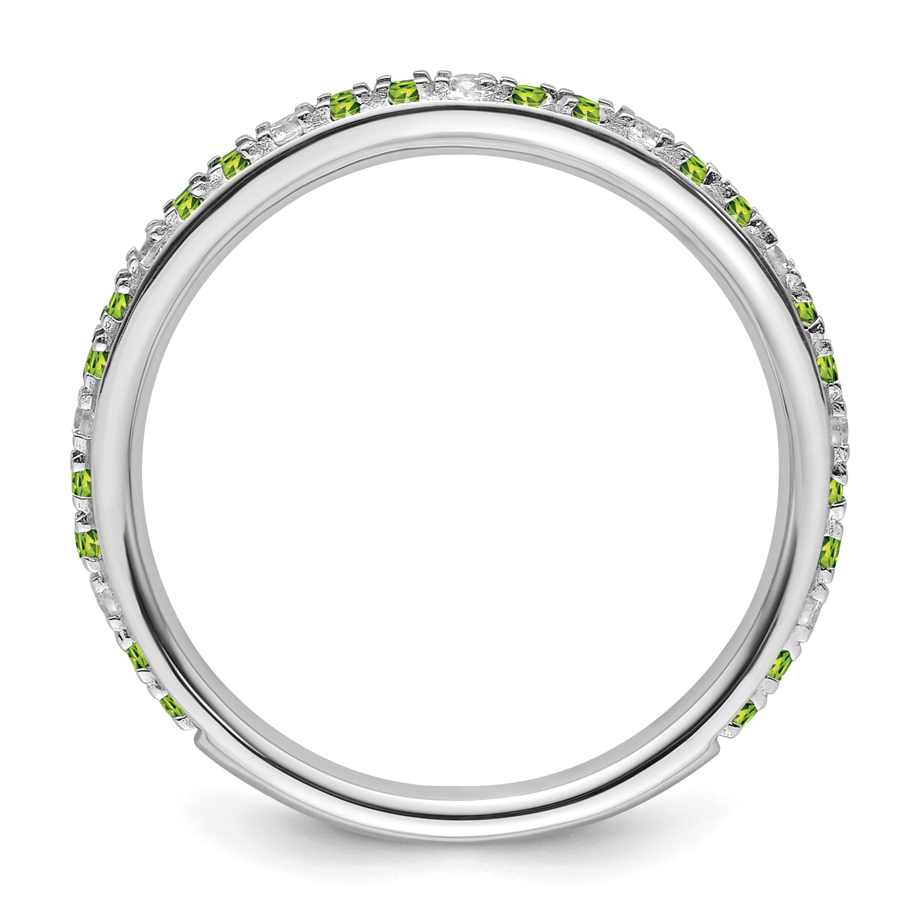 14k White Gold Stackable Expressions Peridot and Diamond Ring - Sophia Jewelers