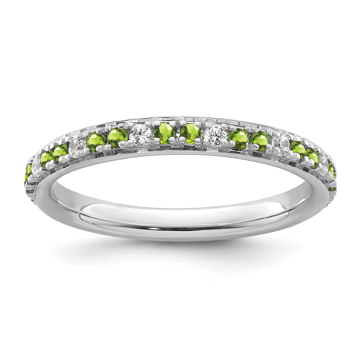 14k White Gold Stackable Expressions Peridot and Diamond Ring - Sophia Jewelers