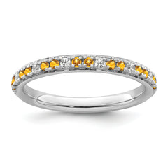 14k White Gold Stackable Expressions Citrine and Diamond Ring - Sophia Jewelers