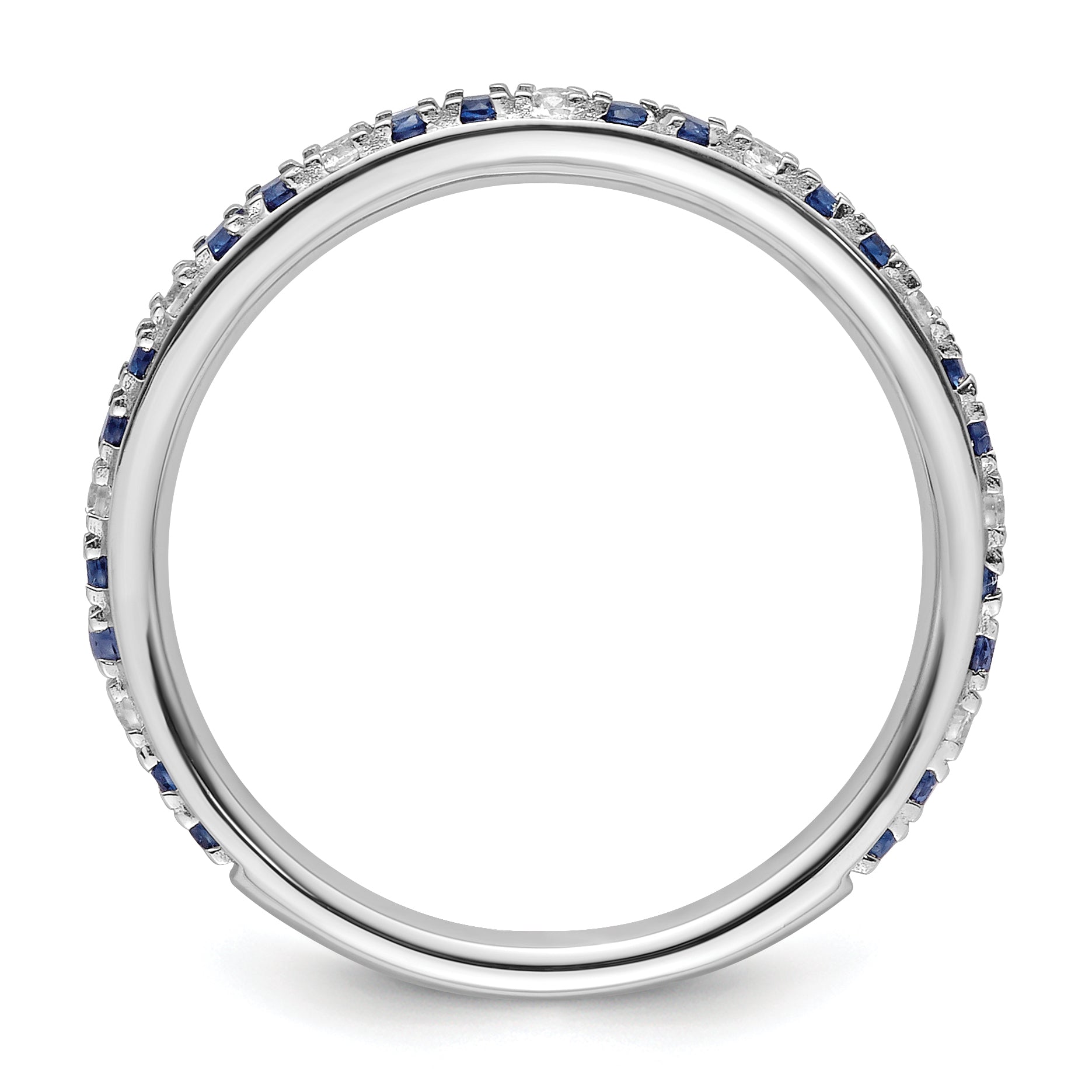 14k White Gold Stackable Expressions Cr.Sapphire and Diamond Ring - Sophia Jewelers