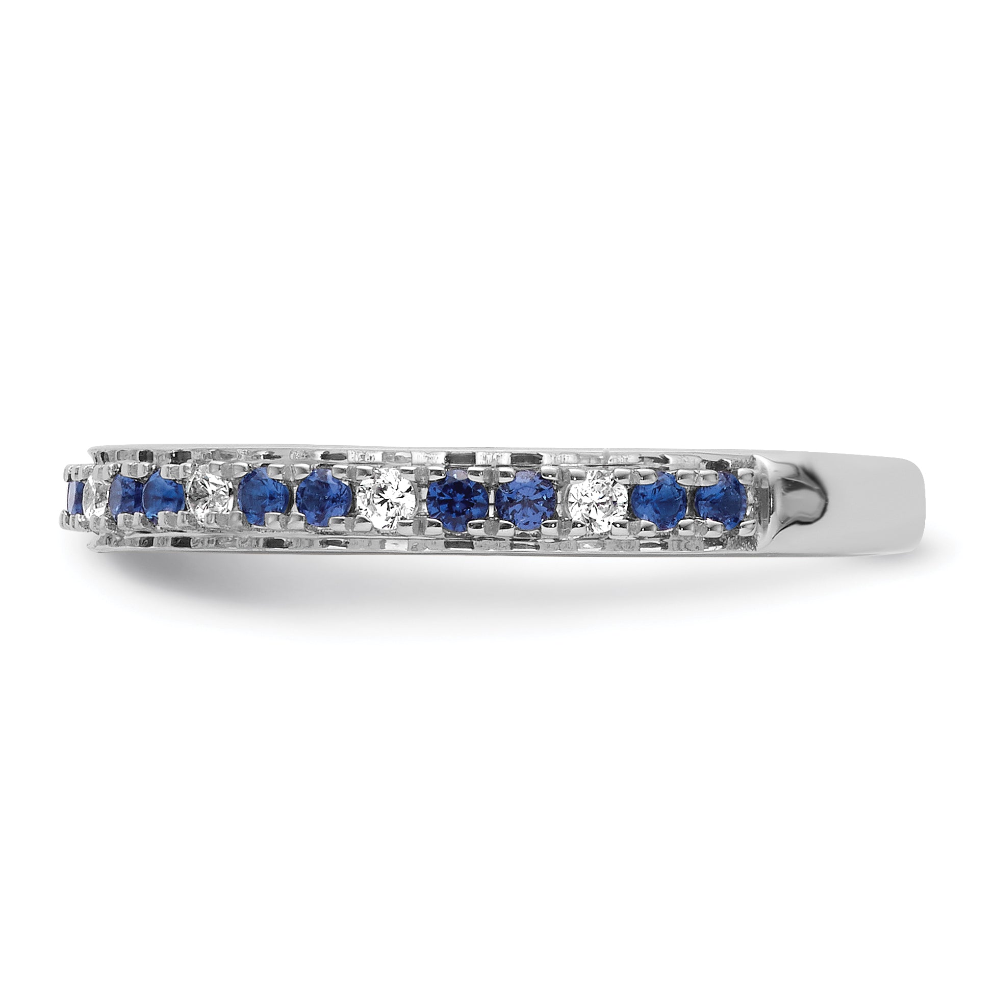 14k White Gold Stackable Expressions Cr.Sapphire and Diamond Ring - Sophia Jewelers