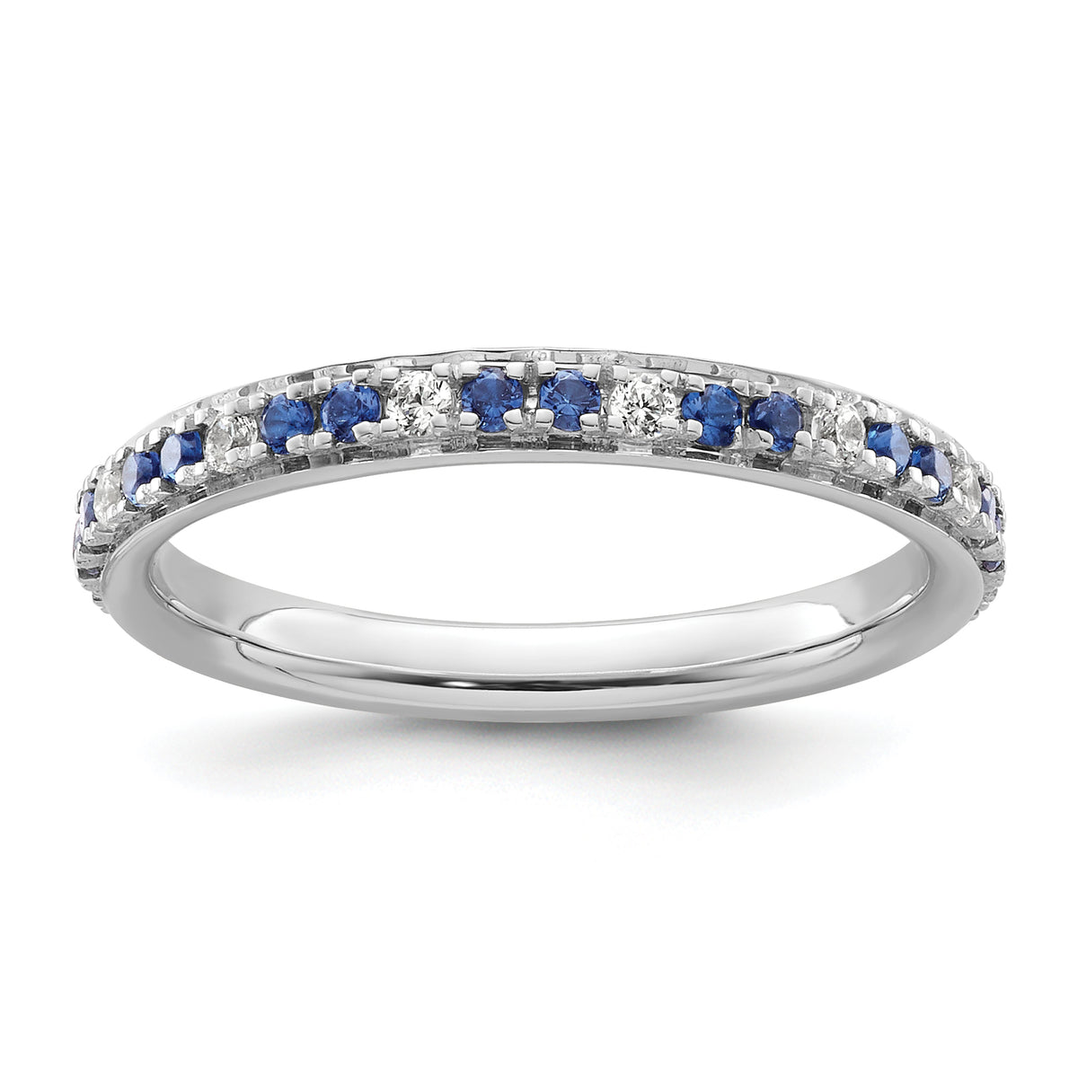 14k White Gold Stackable Expressions Cr.Sapphire and Diamond Ring - Sophia Jewelers