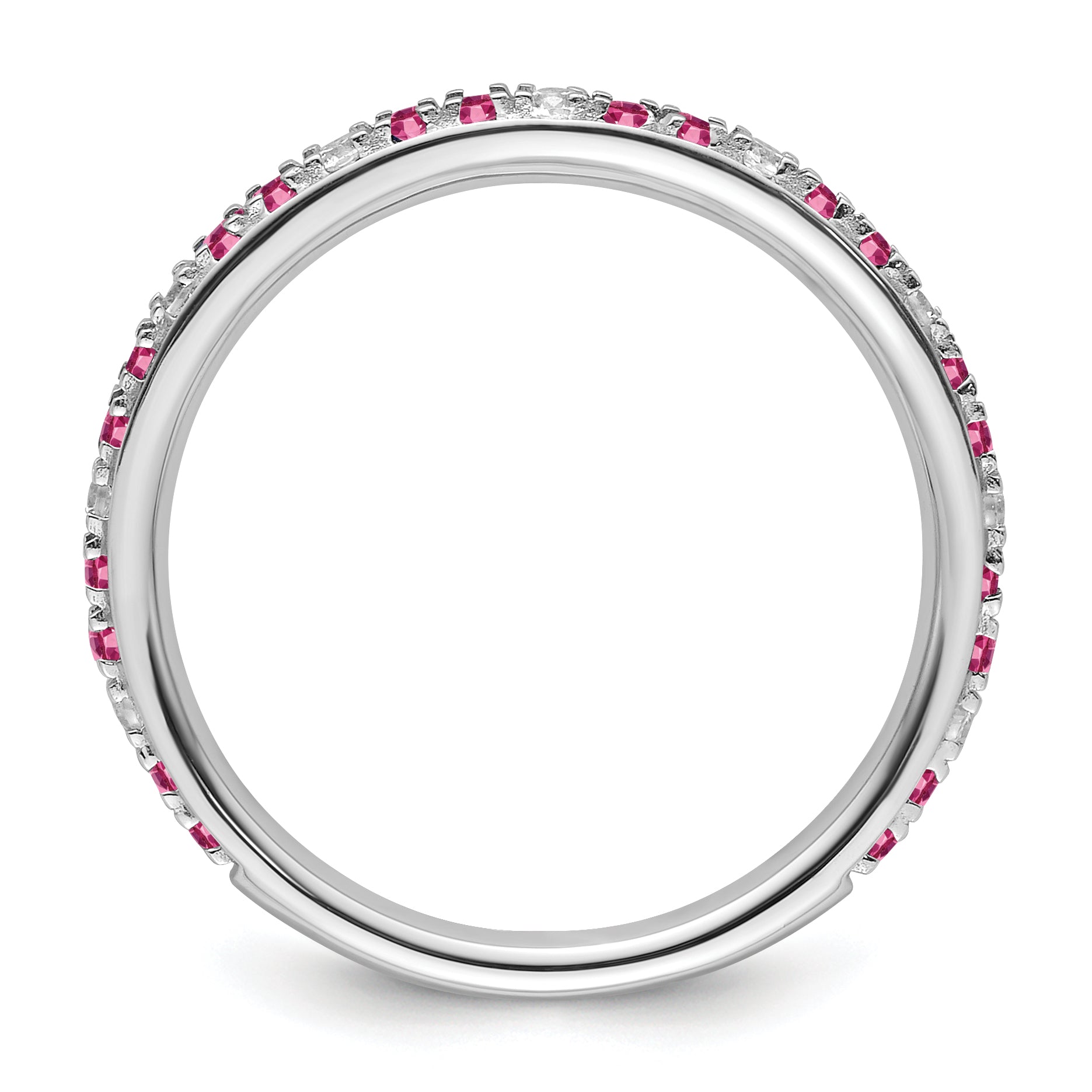 14k White Gold Stackable Expressions Pink Tourmaline/Diamond Ring - Sophia Jewelers