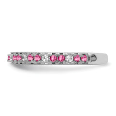 14k White Gold Stackable Expressions Pink Tourmaline/Diamond Ring - Sophia Jewelers