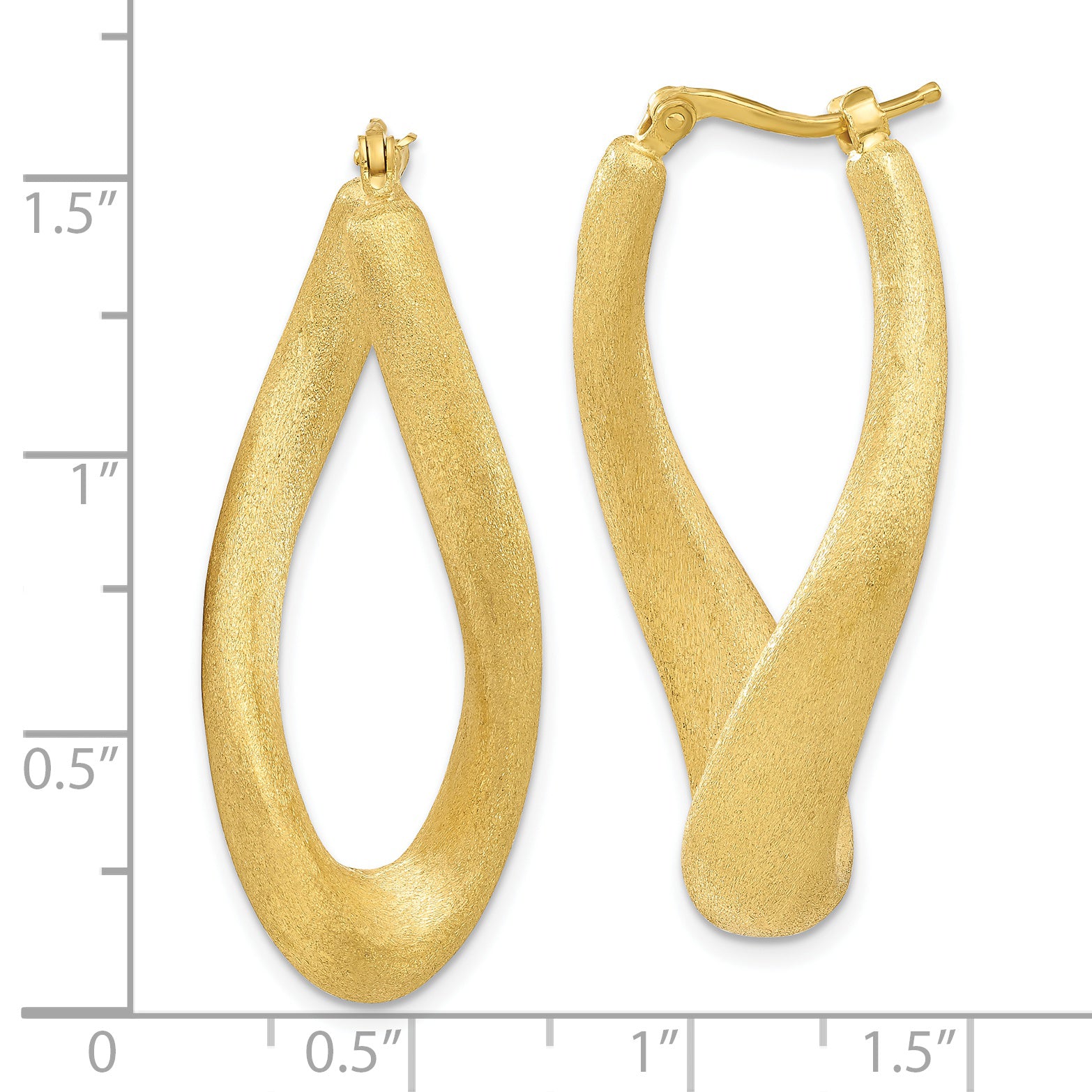 Sterling Silver 925 Gold-Tone Twisted Brushed Oval Hoop Earrings for Women