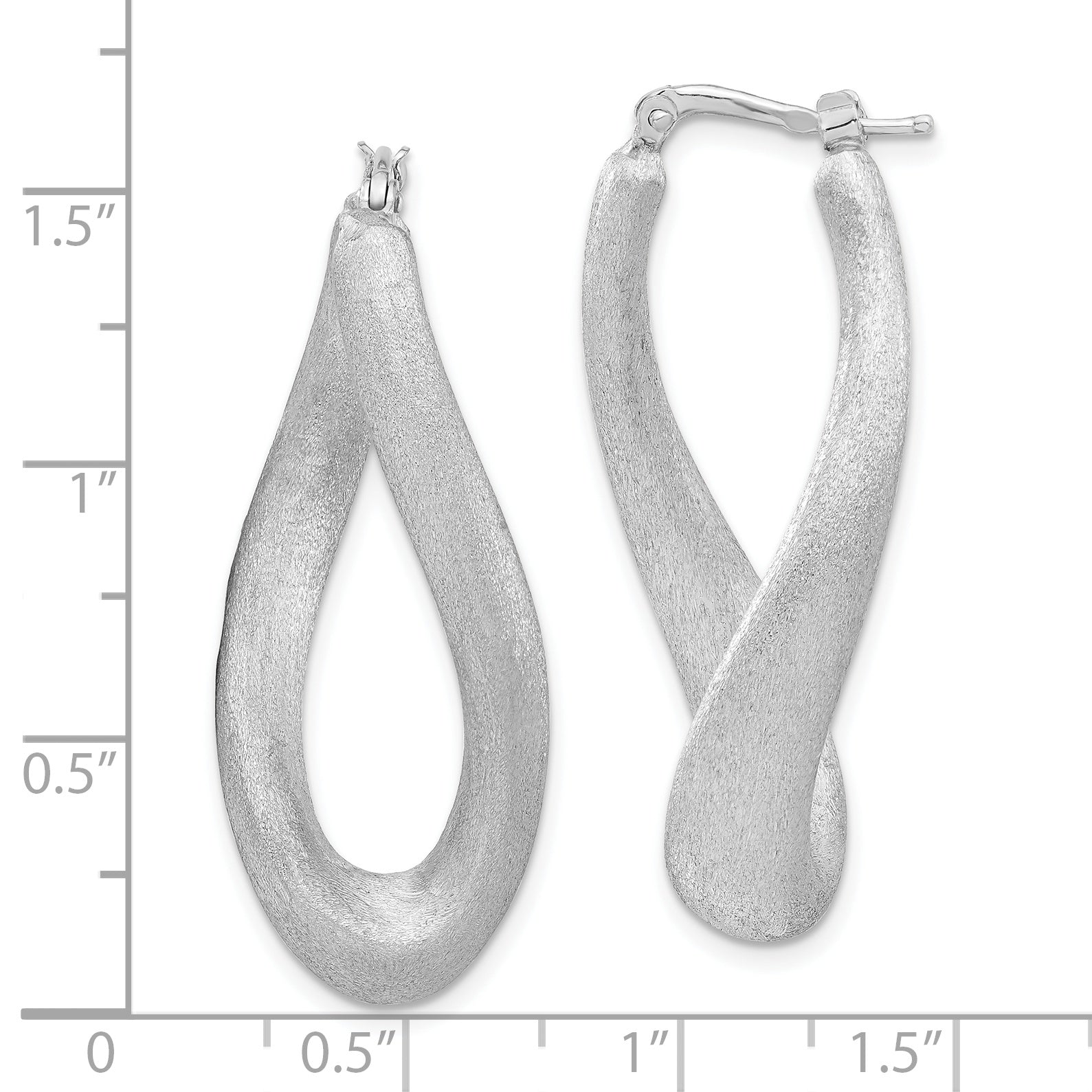 Sterling Silver 925 Twisted Brushed Oval Hoop Earrings for Women