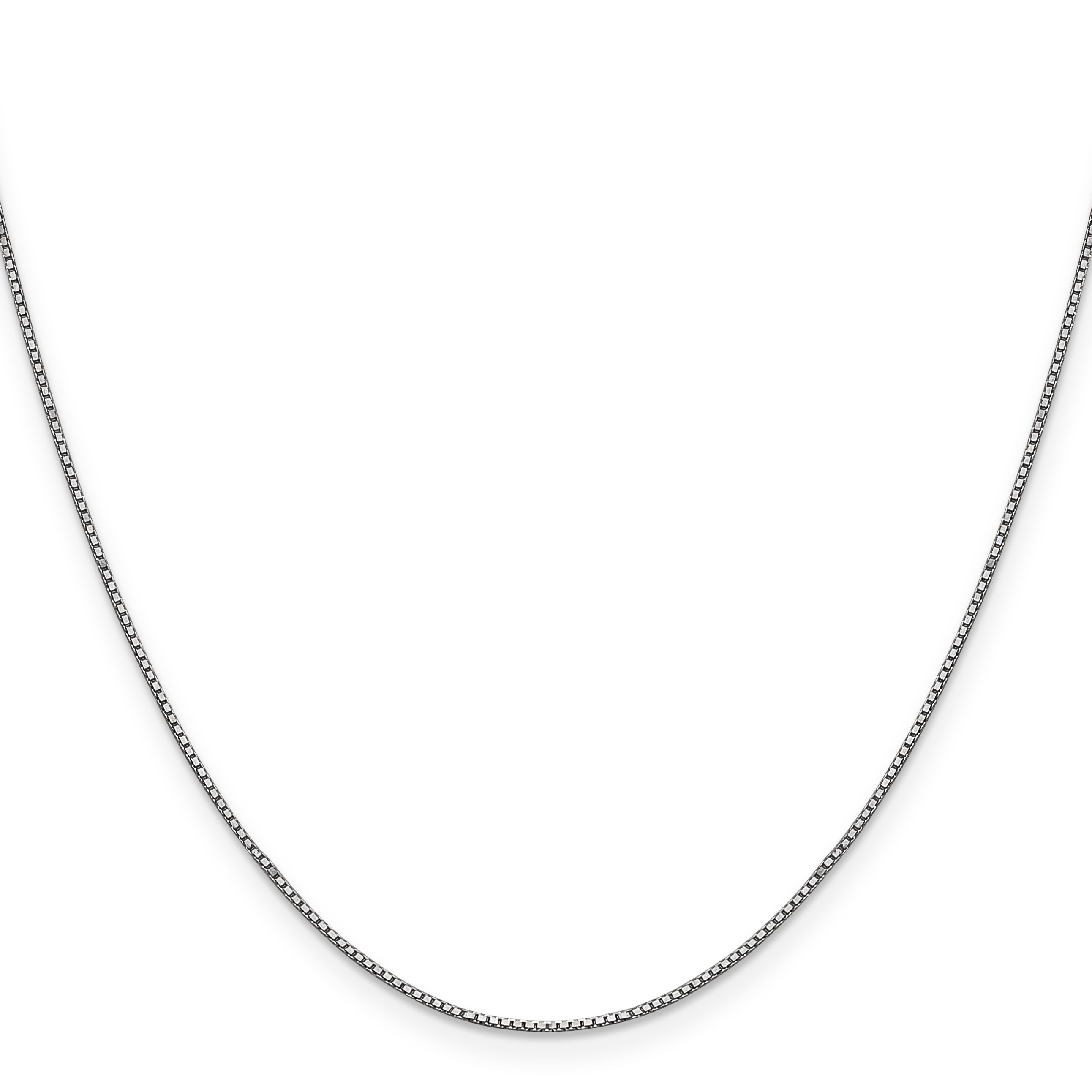 10K White Gold Polished Box Chain Necklace, 18-Inch Unisex Elegant Design