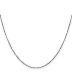 10K White Gold Polished Box Chain Necklace, 18-Inch Unisex Elegant Design