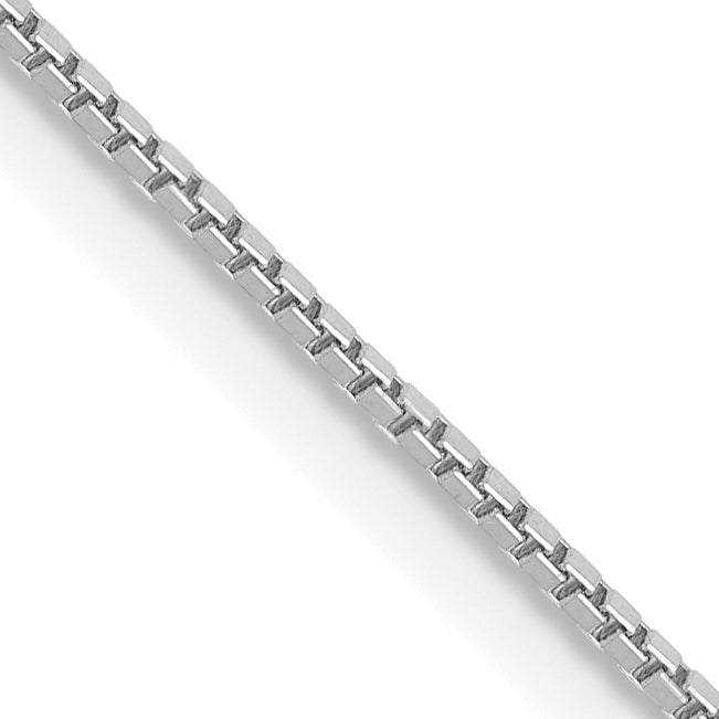 10K White Gold Polished Box Chain Necklace, 18-Inch Unisex Elegant Design