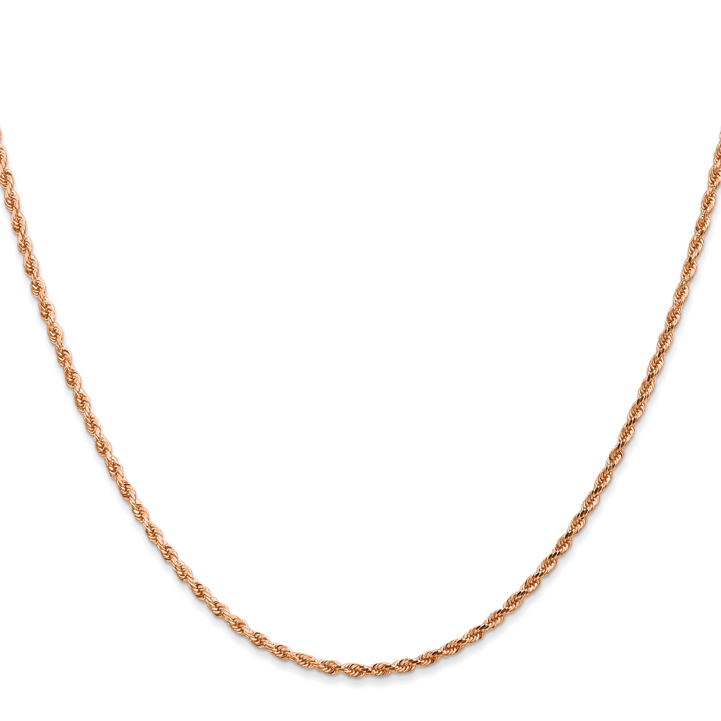 14K Rose Gold 16 inch 1.75mm Diamond-cut Rope with Lobster Clasp Chain