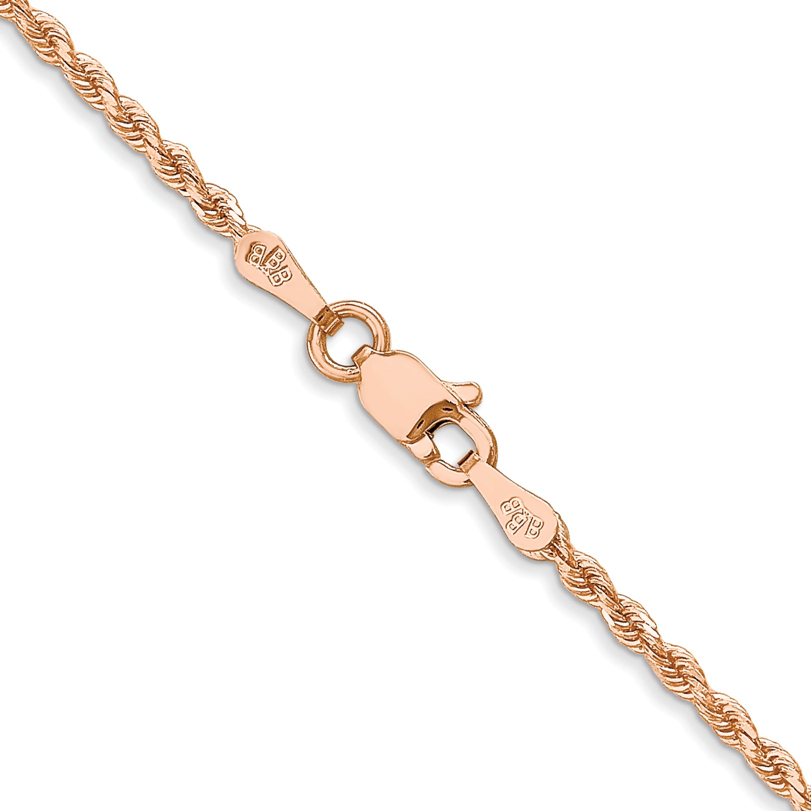 14K Rose Gold 16 inch 1.75mm Diamond-cut Rope with Lobster Clasp Chain