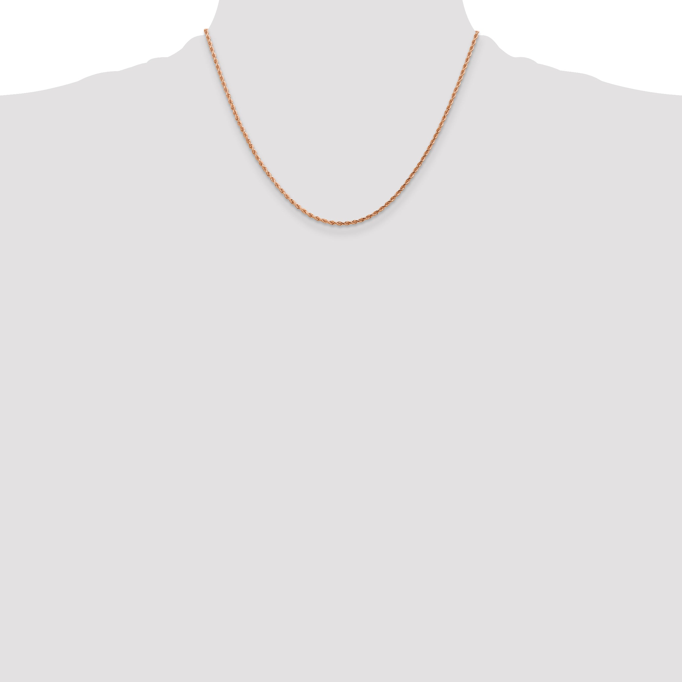 14K Rose Gold 16 inch 1.75mm Diamond-cut Rope with Lobster Clasp Chain