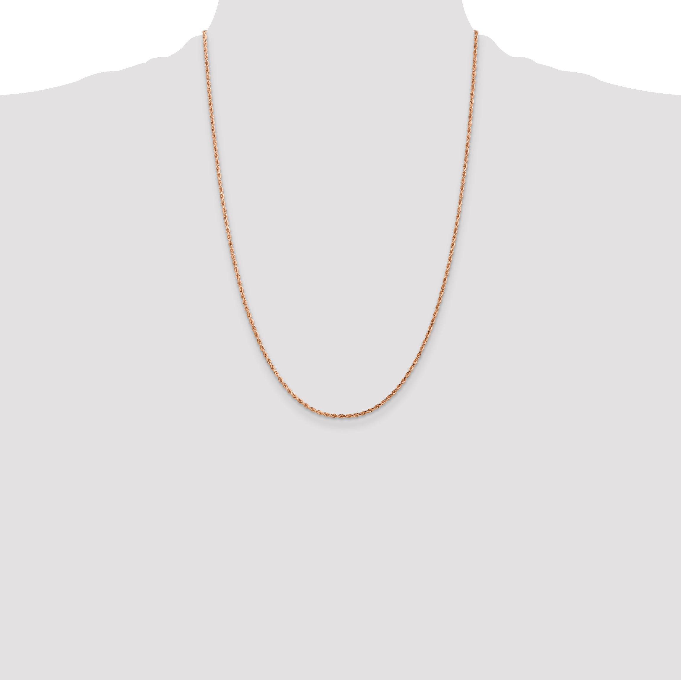 14K Rose Gold 16 inch 1.75mm Diamond-cut Rope with Lobster Clasp Chain