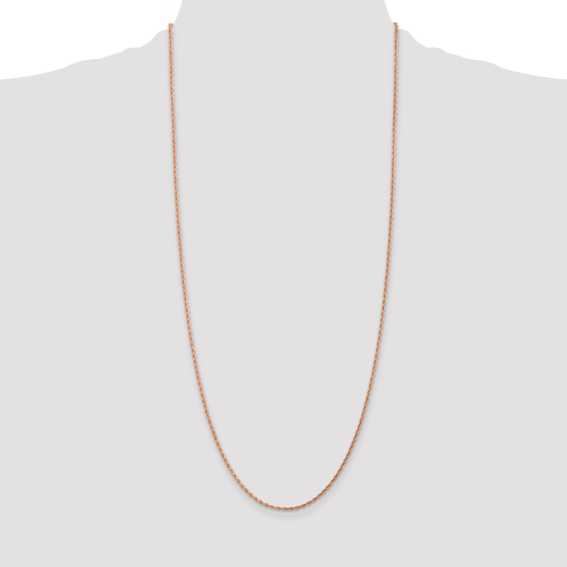 14K Rose Gold 16 inch 1.75mm Diamond-cut Rope with Lobster Clasp Chain