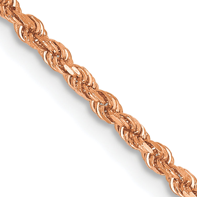 14K Rose Gold 30 inch 1.75mm Diamond-cut Rope with Lobster Clasp Chain