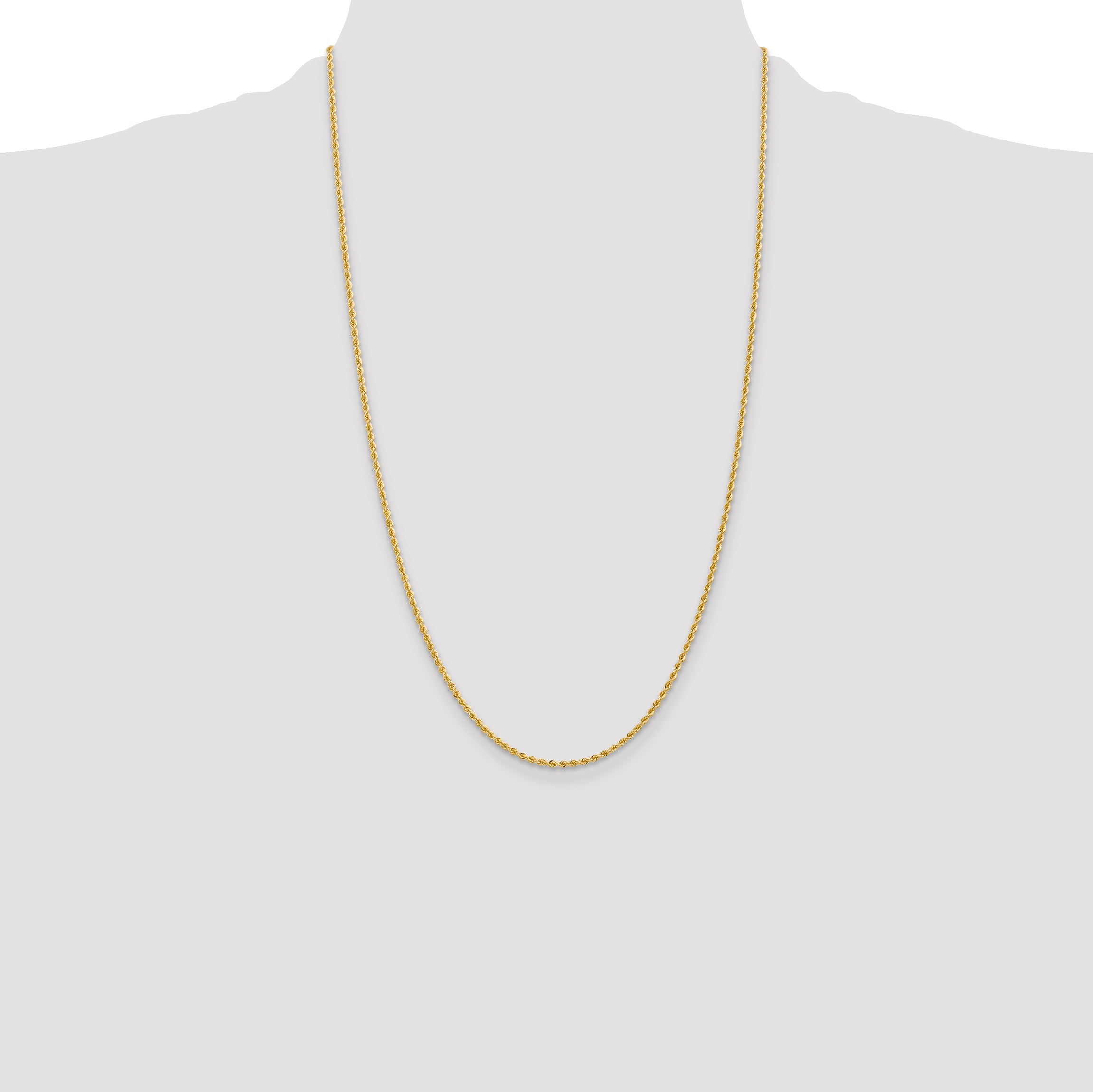 14K 14 inch 2mm Regular Rope with Lobster Clasp Chain