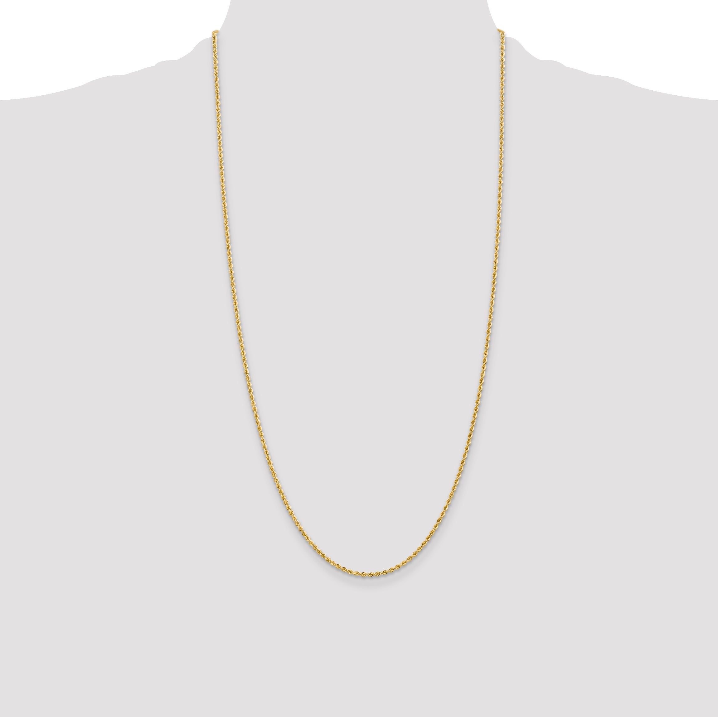 14K 14 inch 2mm Regular Rope with Lobster Clasp Chain