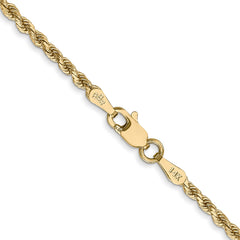 14K 16 inch 2mm Diamond-cut Rope with Lobster Clasp Chain