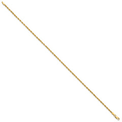 14K 10 inch 2mm Diamond-cut Rope with Lobster Clasp Anklet