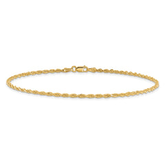 14K 10 inch 2mm Diamond-cut Rope with Lobster Clasp Anklet