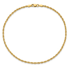 14K 10 inch 2mm Diamond-cut Rope with Lobster Clasp Anklet