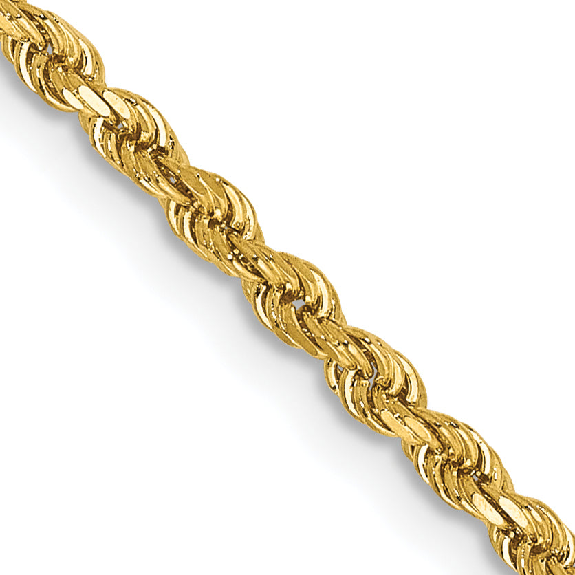 14K 36 inch 2mm Diamond-cut Rope with Lobster Clasp Chain