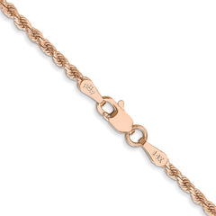 14K Rose Gold 16 inch 2mm Diamond-cut Rope with Lobster Clasp Chain