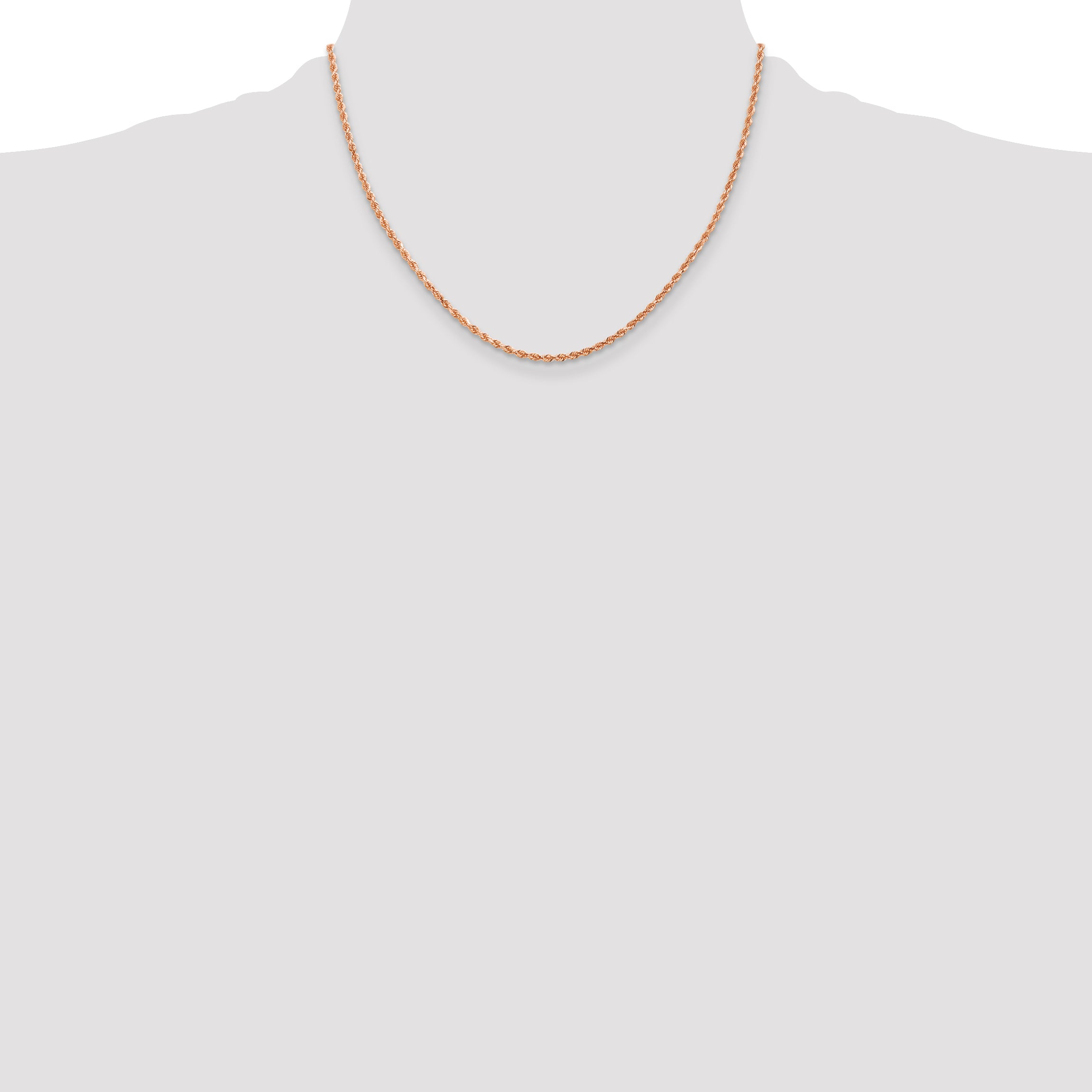 14K Rose Gold 16 inch 2mm Diamond-cut Rope with Lobster Clasp Chain