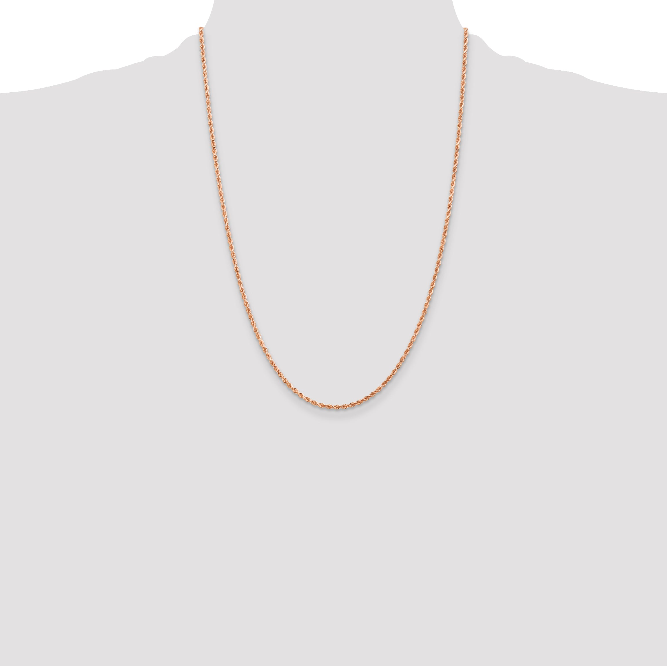 14K Rose Gold 16 inch 2mm Diamond-cut Rope with Lobster Clasp Chain