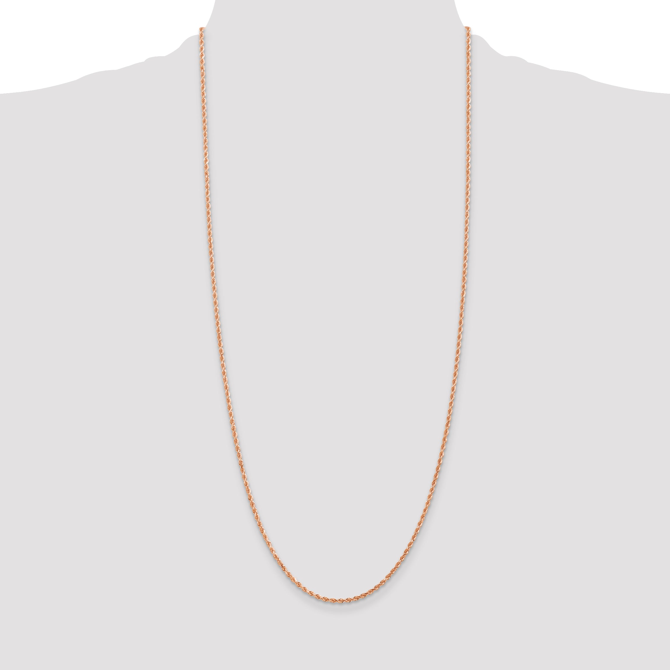 14K Rose Gold 16 inch 2mm Diamond-cut Rope with Lobster Clasp Chain