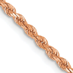 14K Rose Gold 30 inch 2mm Diamond-cut Rope with Lobster Clasp Chain