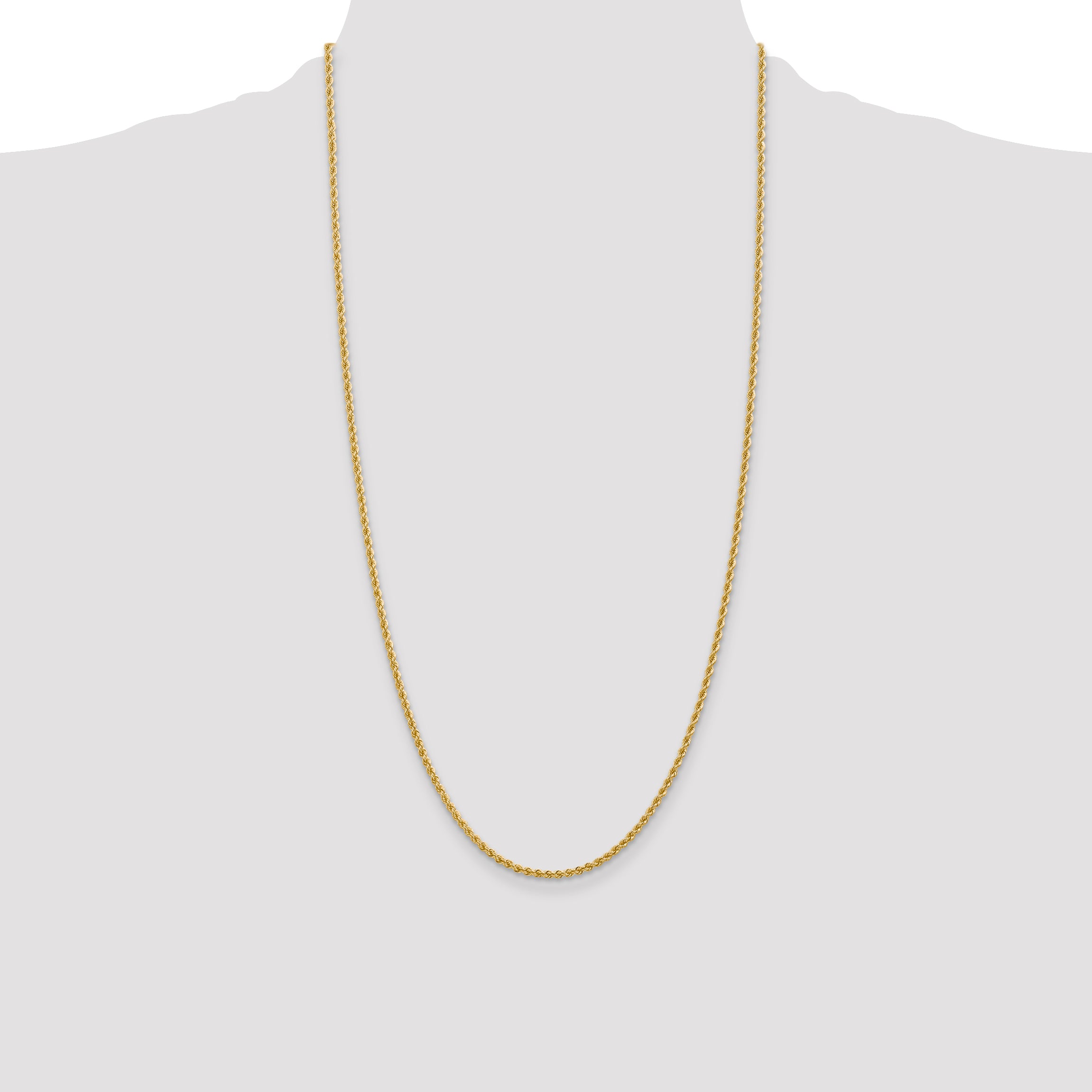 14K 16 inch 2.25mm Regular Rope with Lobster Clasp Chain