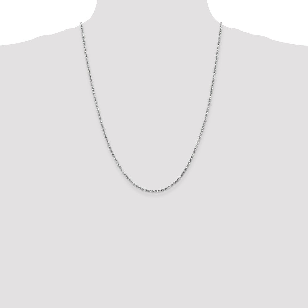 14K White Gold 2mm Diamond Cut Rope Chain