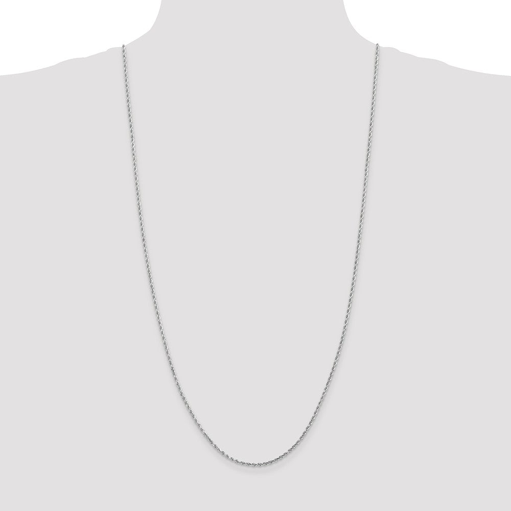 14K White Gold 2mm Diamond Cut Rope Chain