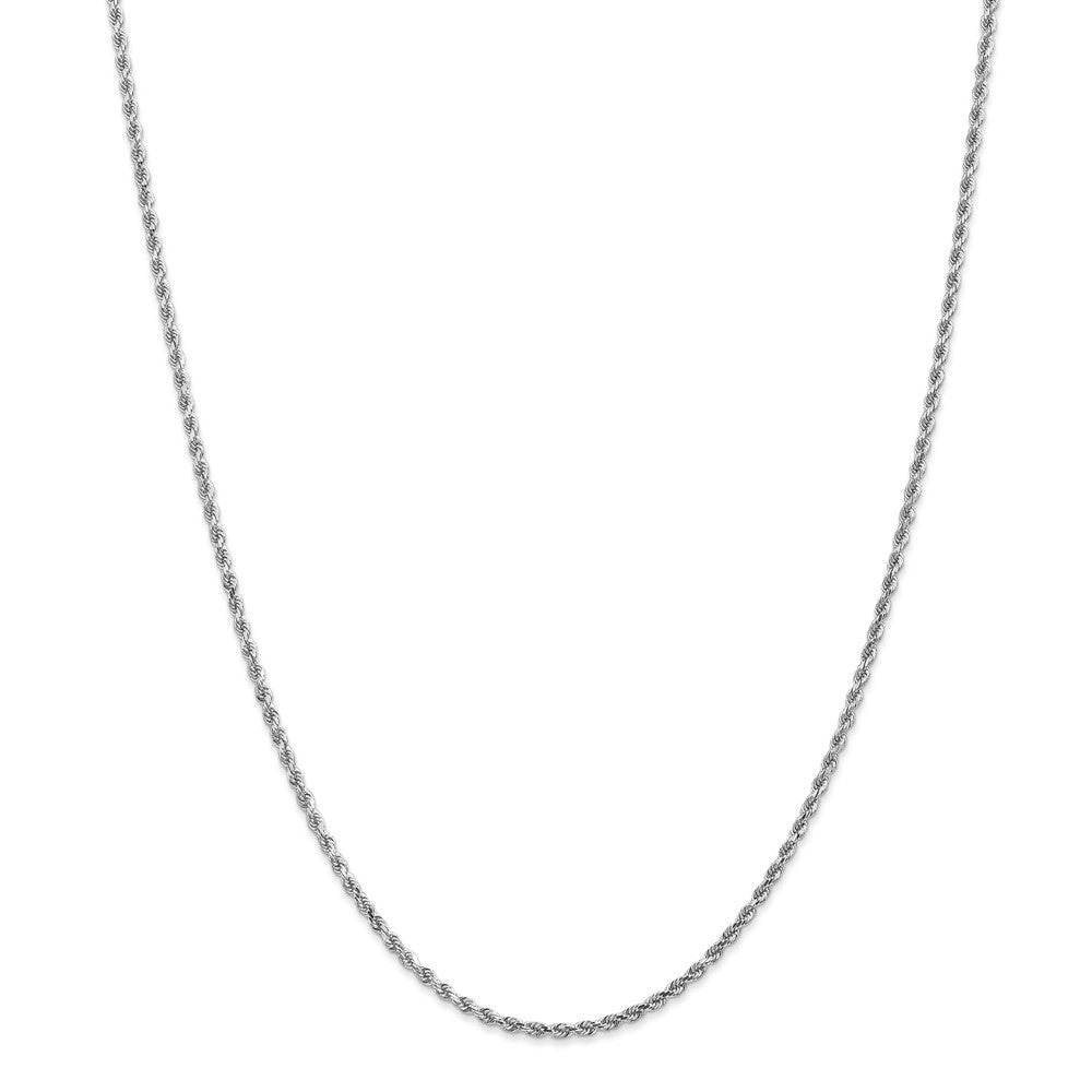 14K White Gold 2mm Diamond Cut Rope Chain