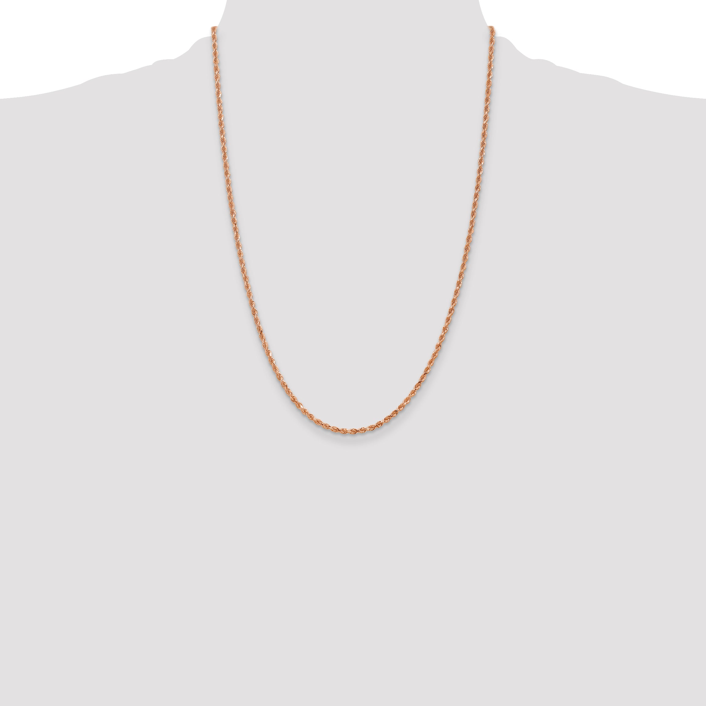 14K Rose Gold 18 inch 2.25mm Diamond-cut Rope with Lobster Clasp Chain