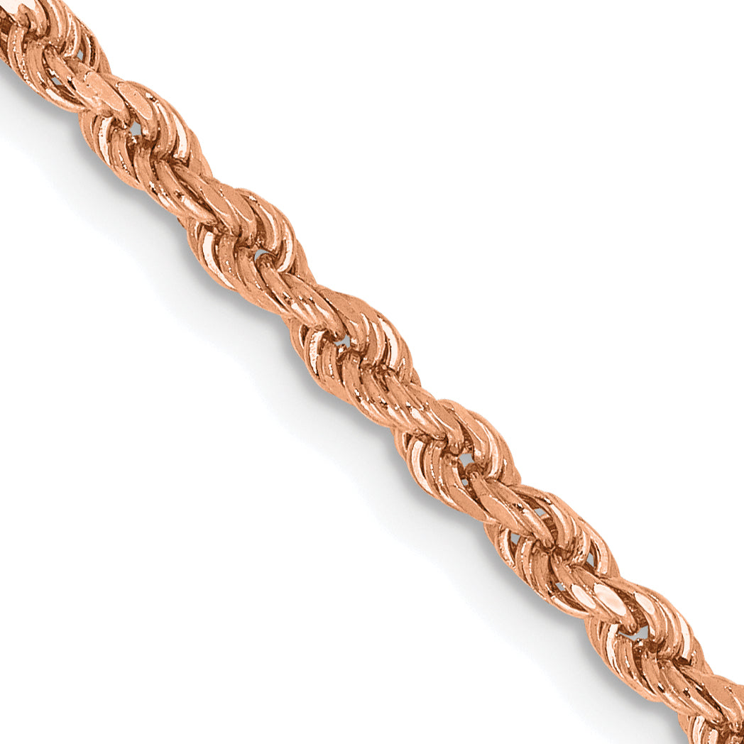 14K Rose Gold 30 inch 2.25mm Diamond-cut Rope with Lobster Clasp Chain