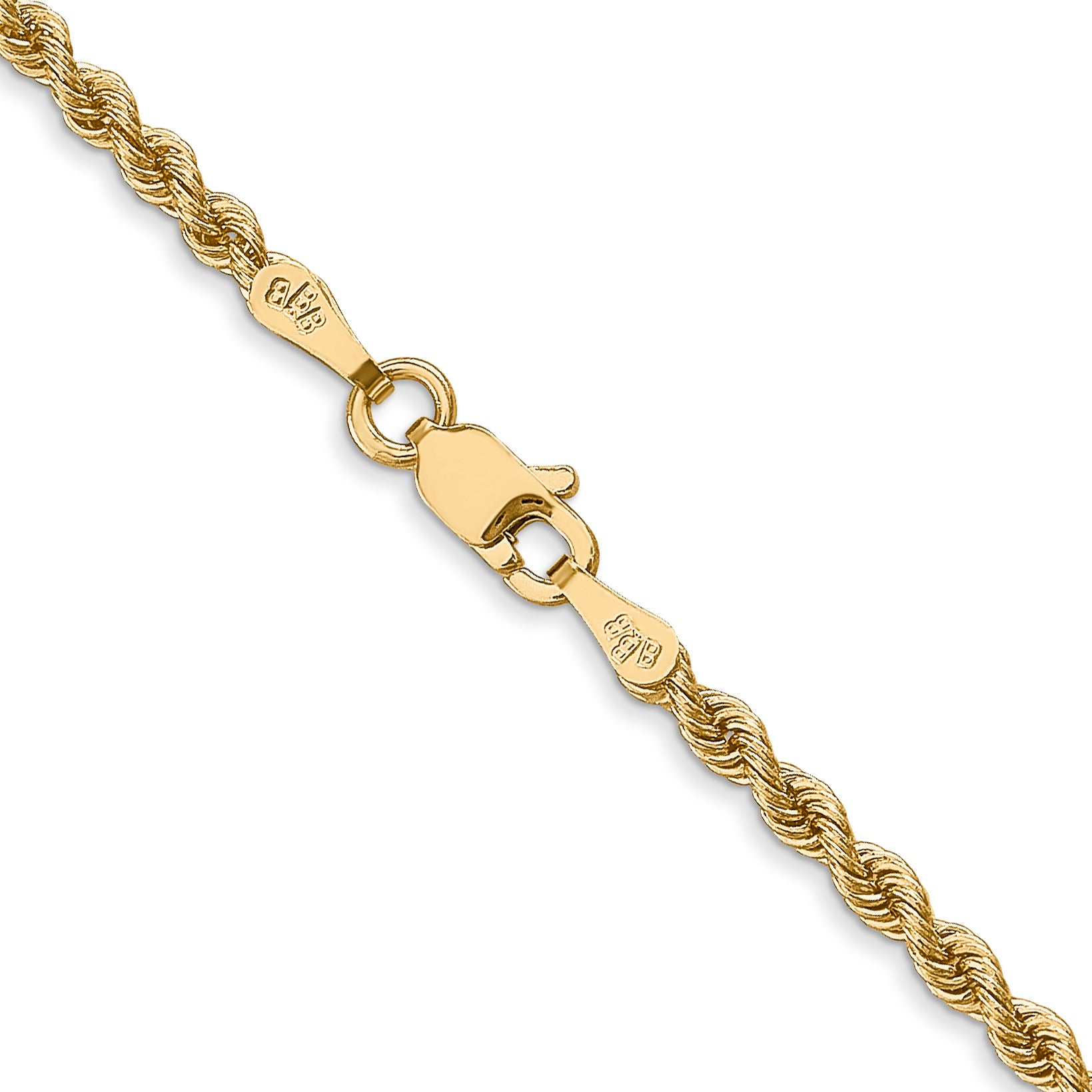 14K 16 inch 2.5mm Regular Rope with Lobster Clasp Chain