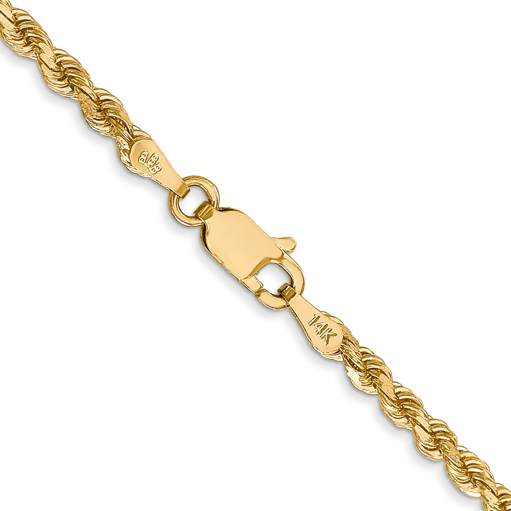 14K 16 inch 2.75mm Diamond-cut Rope with Lobster Clasp Chain