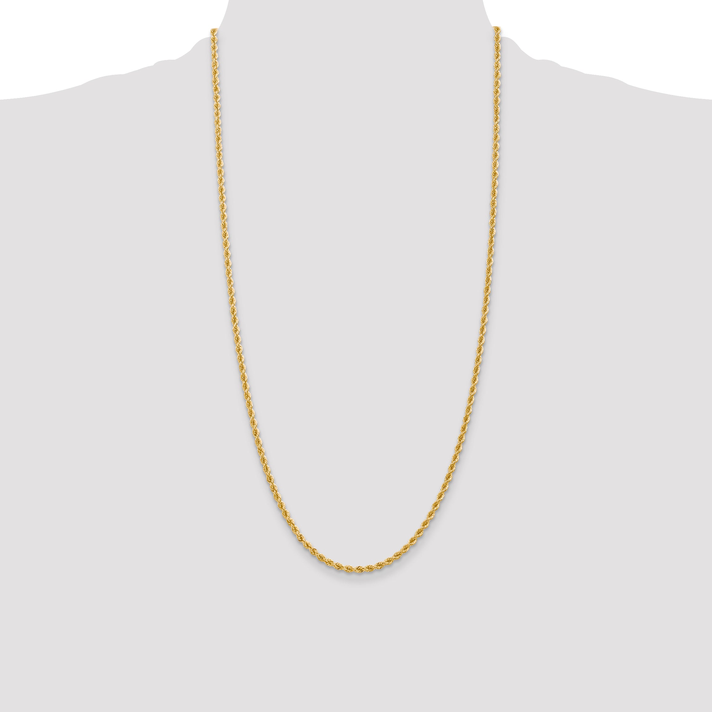 14K 16 inch 2.75mm Regular Rope with Lobster Clasp Chain