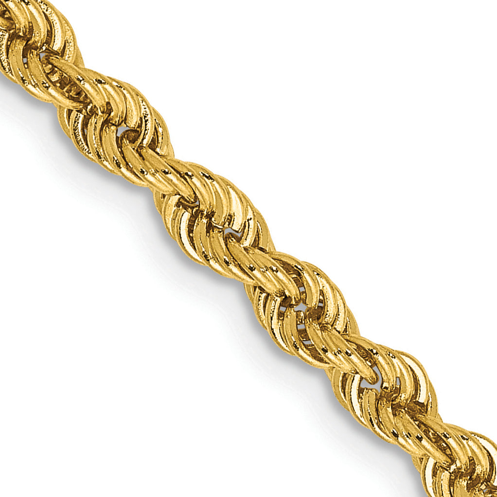 14K 36 inch 3mm Regular Rope with Lobster Clasp Chain