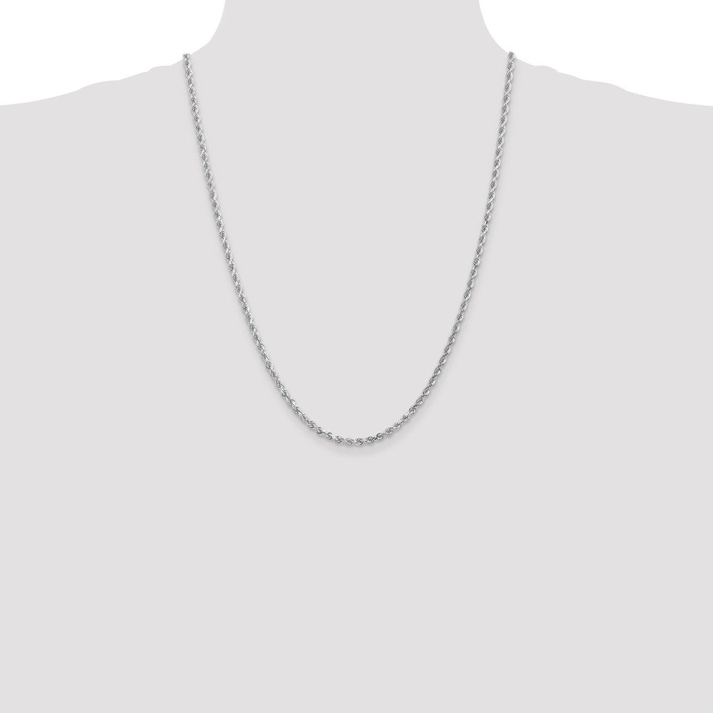 14K White Gold 3.0mm Diamond Cut Rope Chain