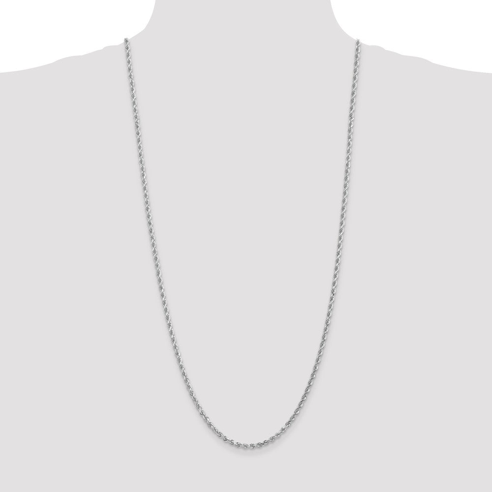 14K White Gold 3.0mm Diamond Cut Rope Chain