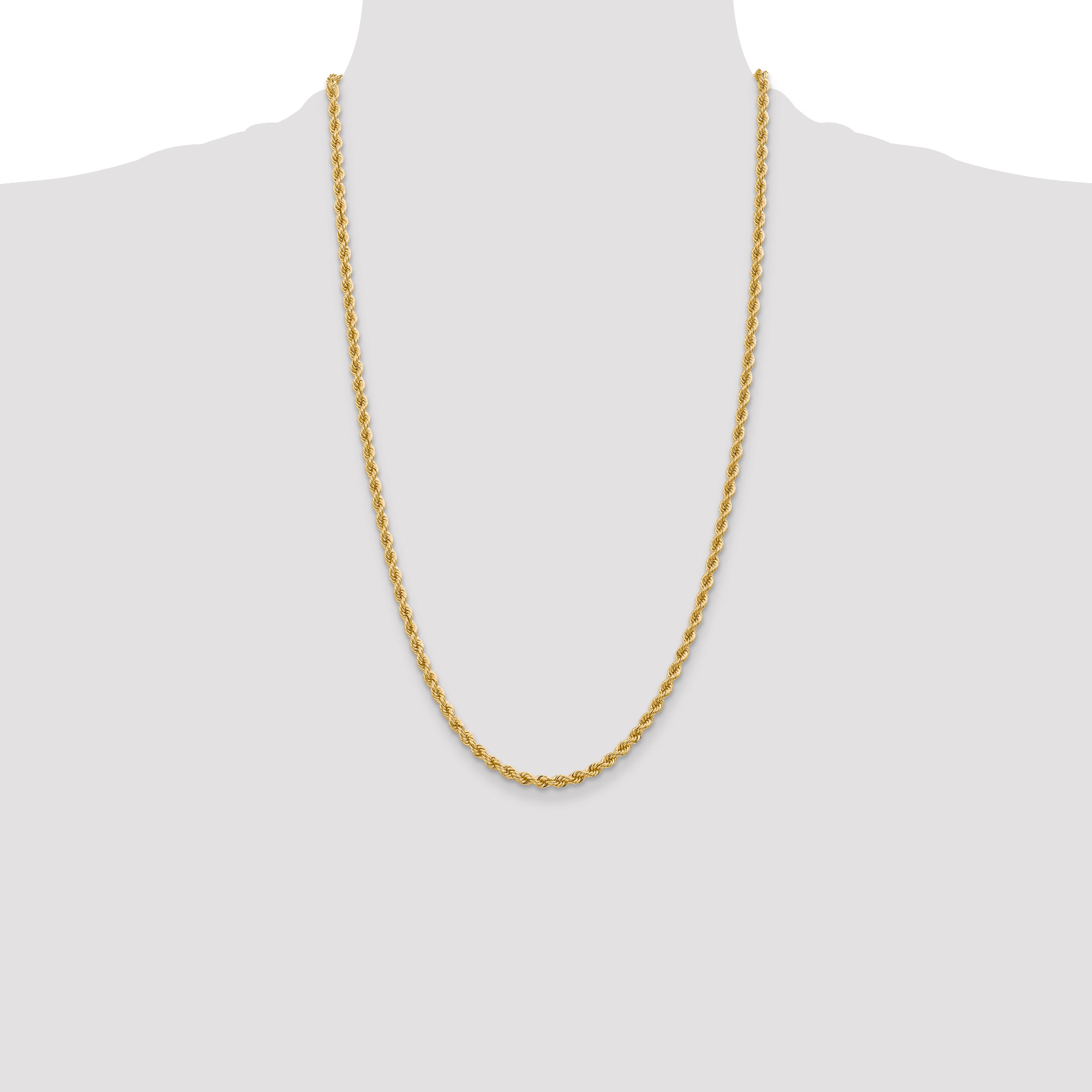 14K 18 inch 3.65mm Regular Rope with Lobster Clasp Chain